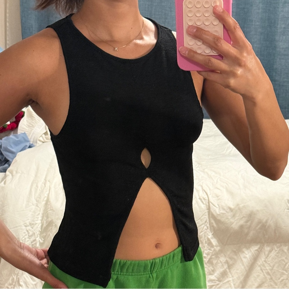 Princess Polly Black Cutout Tank Top